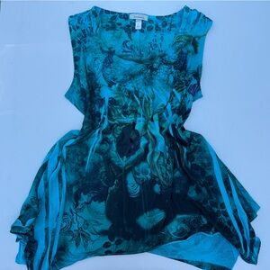 Dressbarn Teal Patterned Tank Top , Size XL